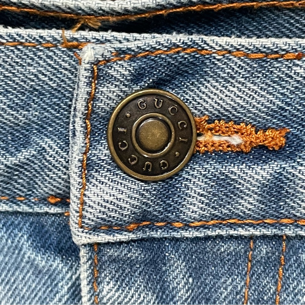 GUCCI Embroidered Cat Floral Denim Skirt US 4 Small - Picture 6 of 14